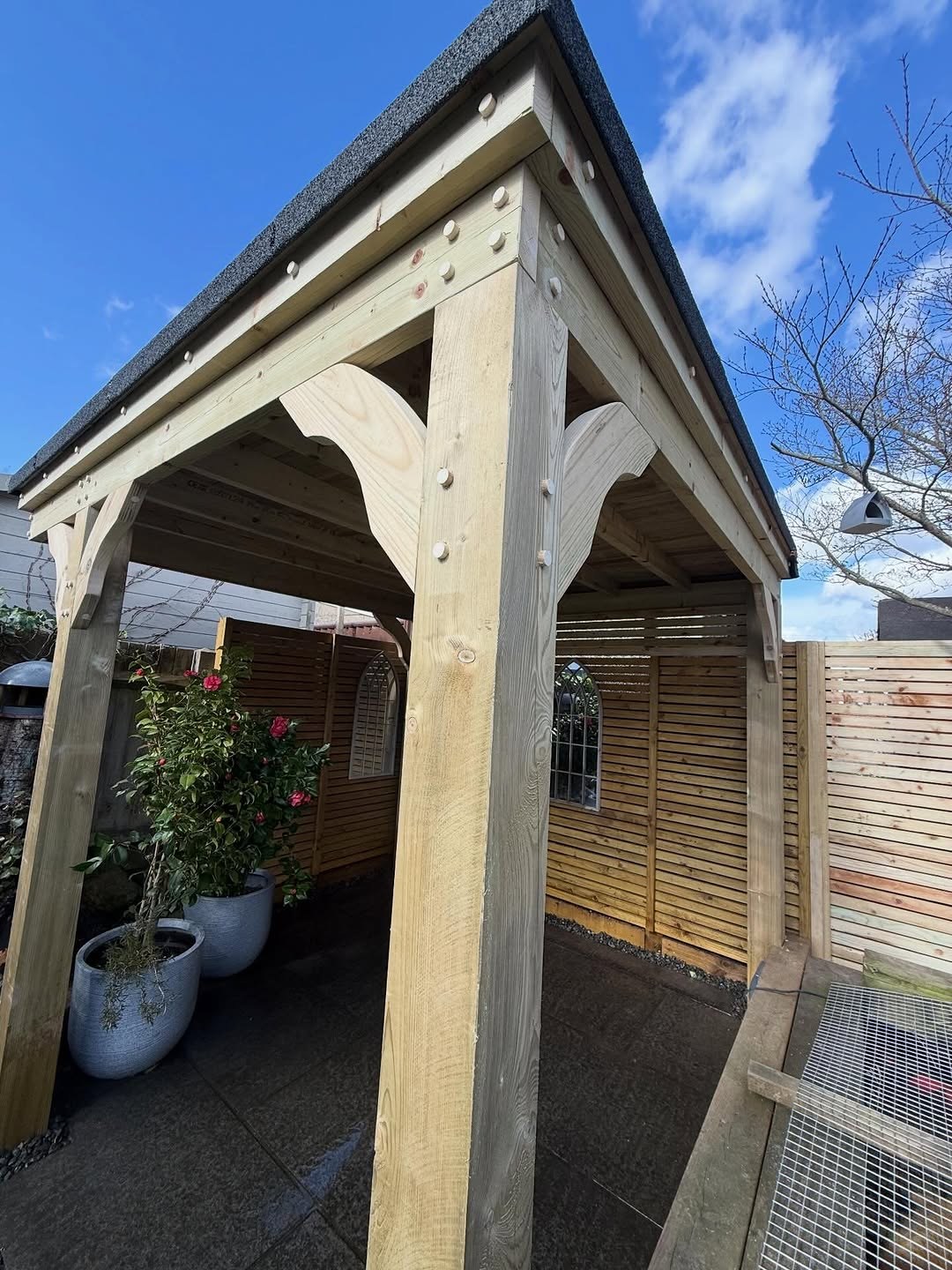 Outdoor timber pergola structure